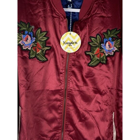 Hayden LA Bomber Jacket Women’s Small Satin Flower Tiger Embroidered NWT - Picture 3 of 8